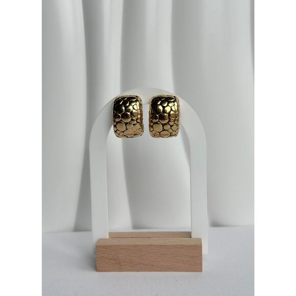 Vintage Givenchy Gold Plated Snake Skin Clip Earrings - Picture 1 of 5